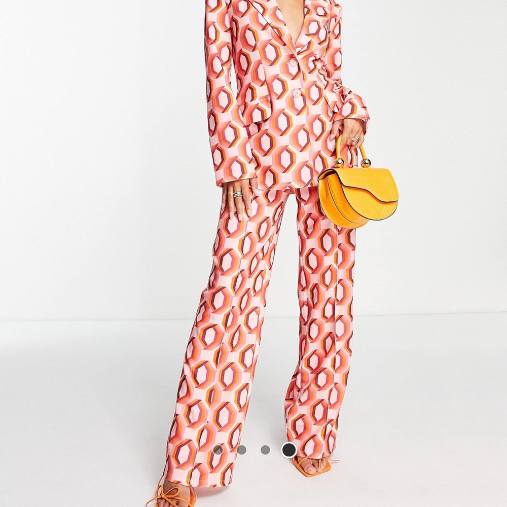 ASOS jersey suit elastic waist pants in geo print